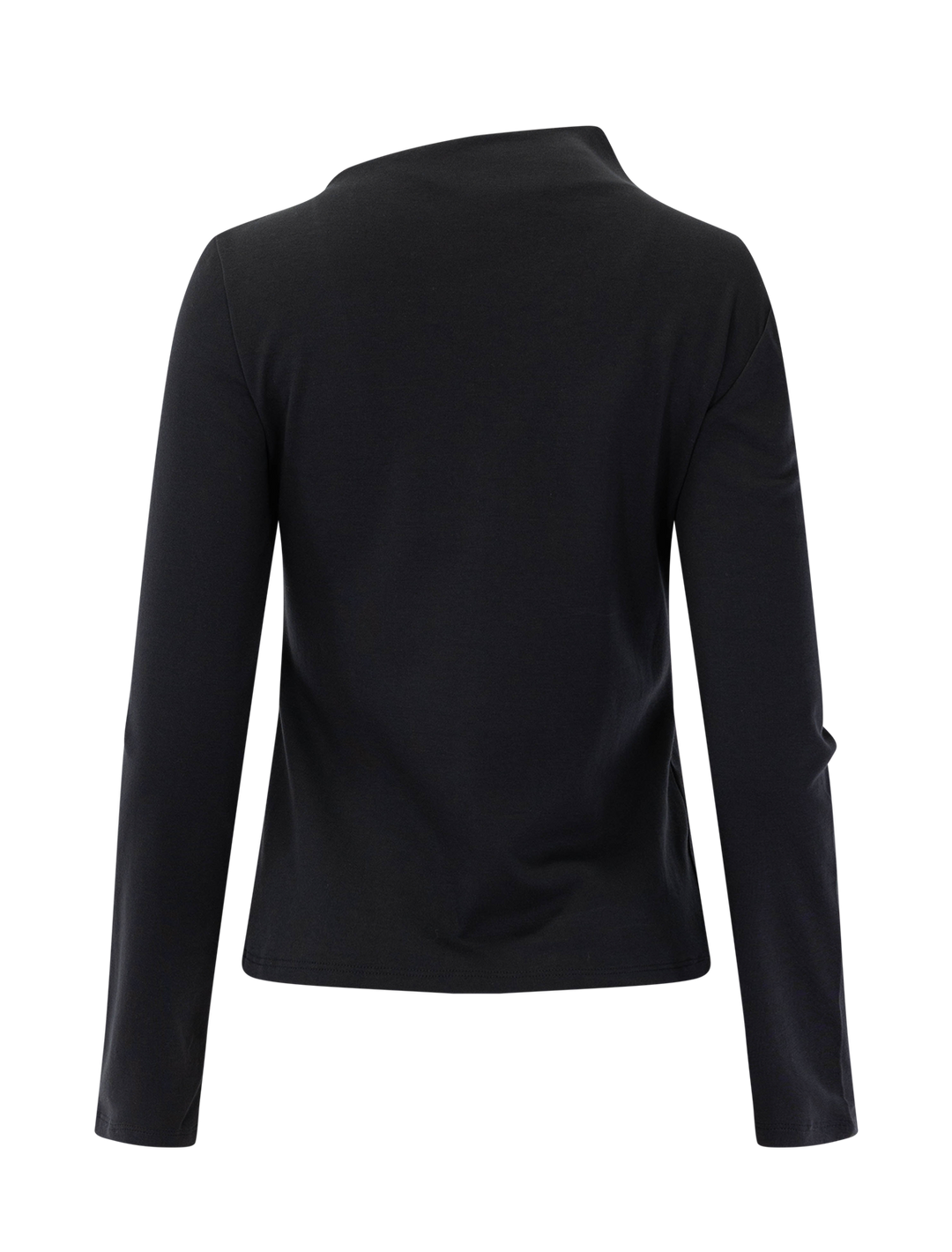 slash neck twist knit top in black