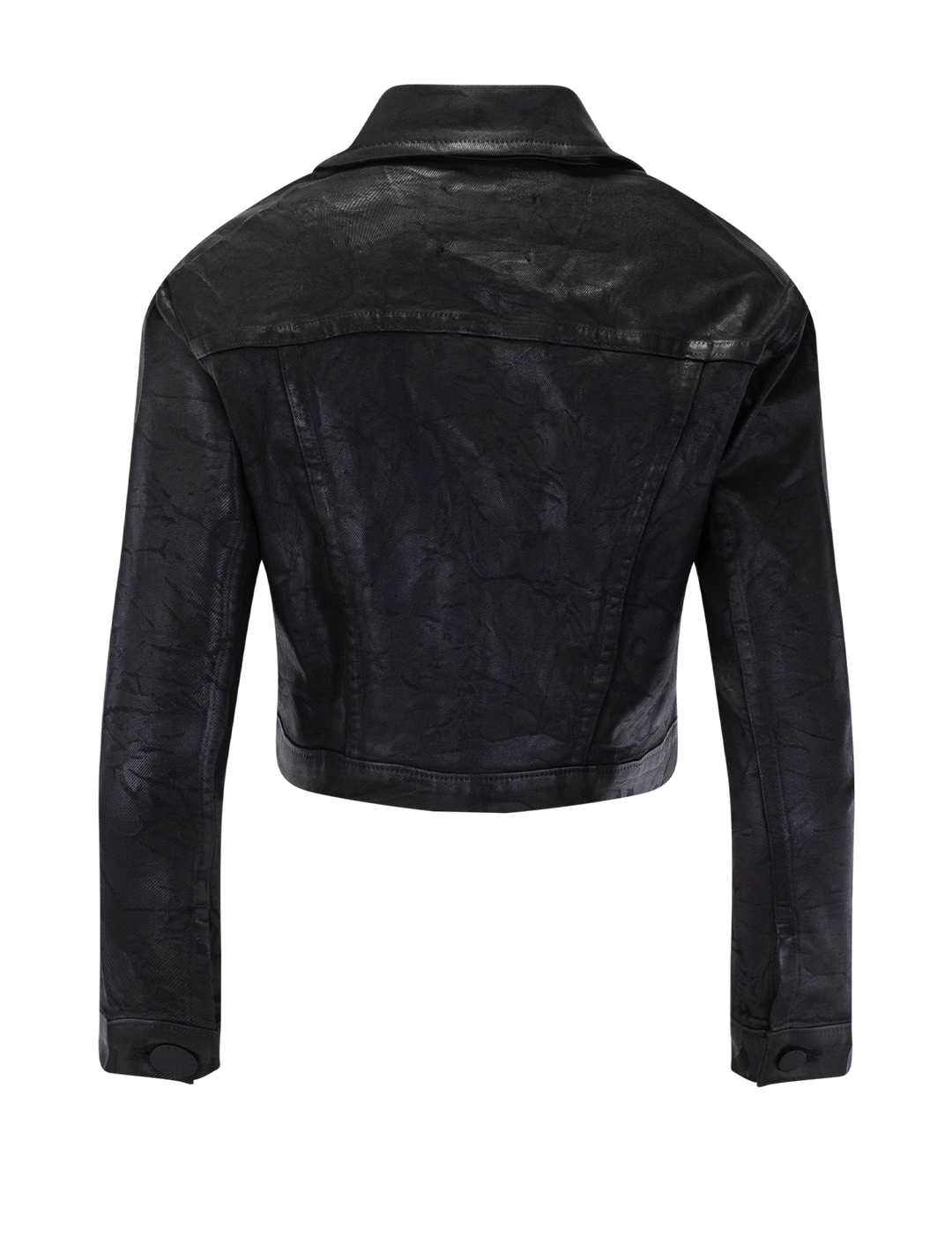alma crop jacket in black crackle