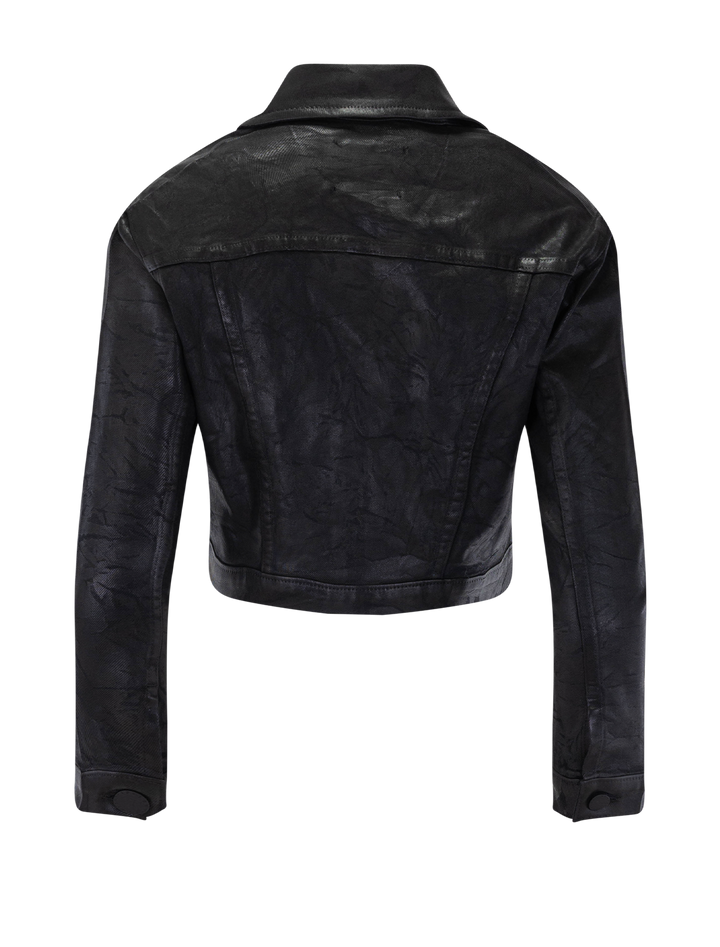 alma crop jacket in black crackle