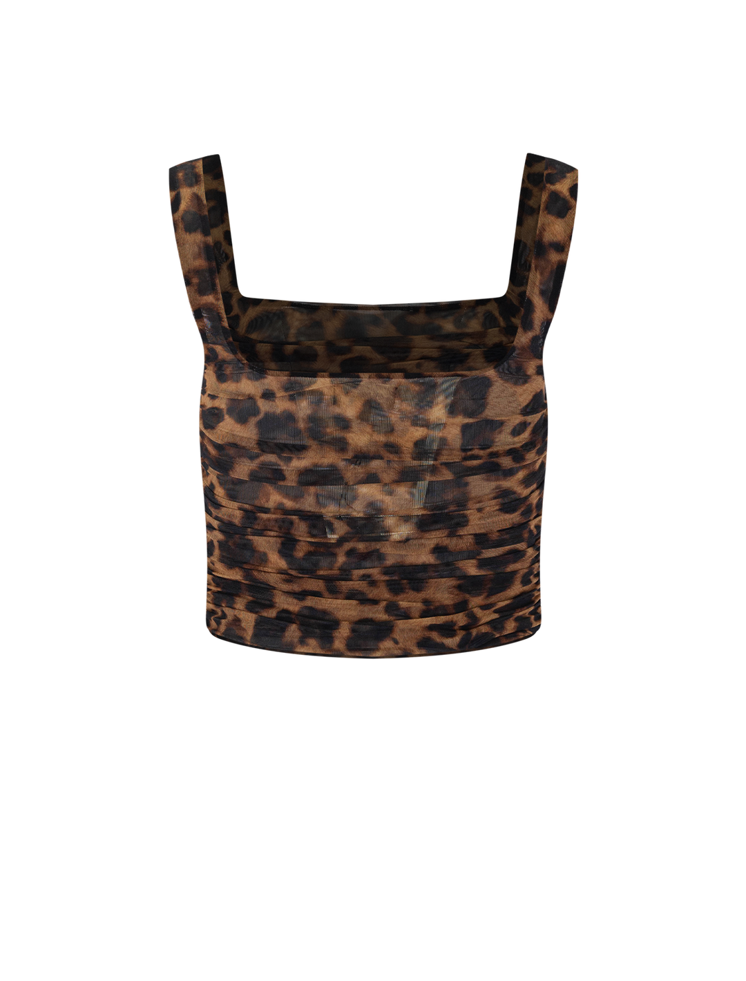 rash shirred tank in brown leopard