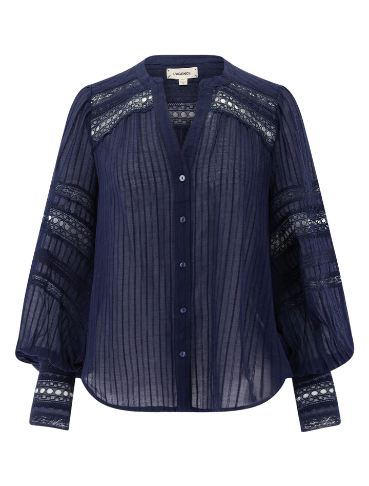 kiera trim blouse in midnight