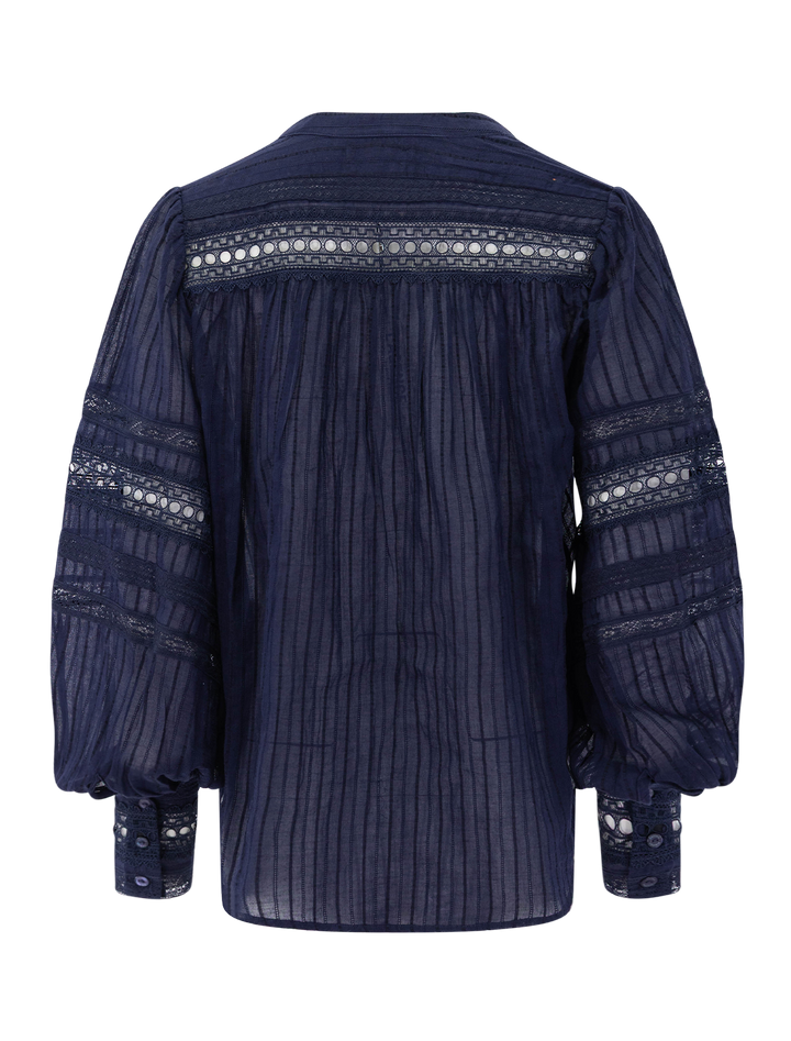 kiera trim blouse in midnight