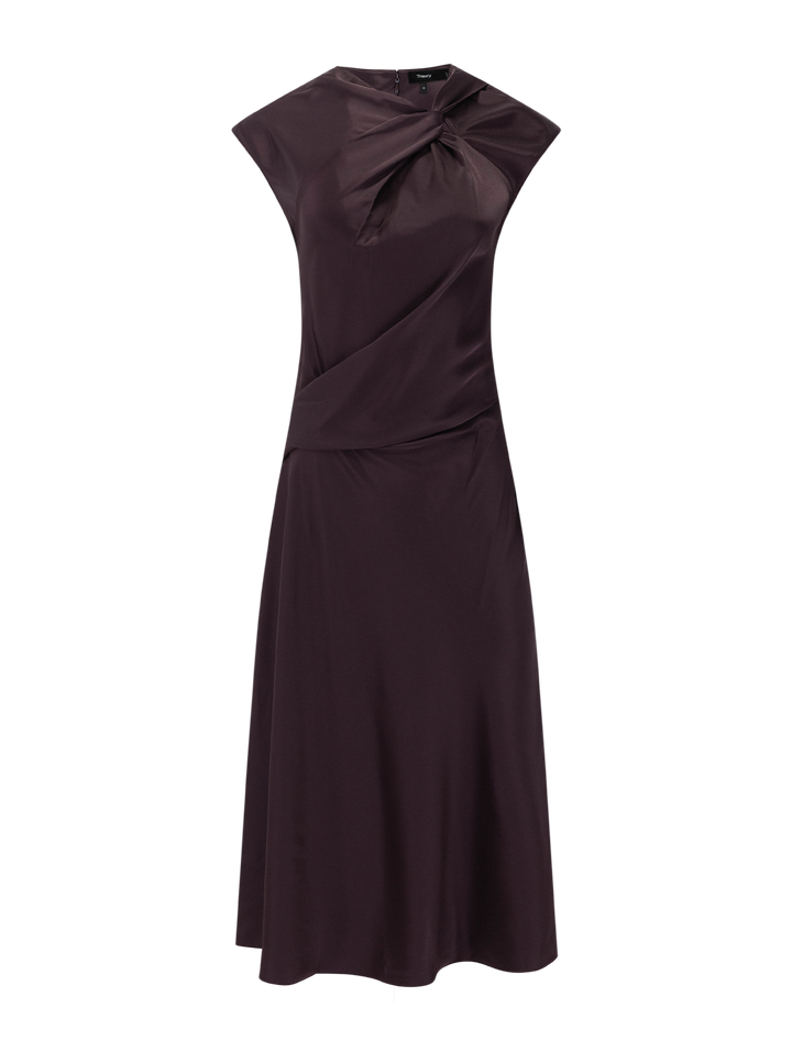 twist bodice dress in deep plum