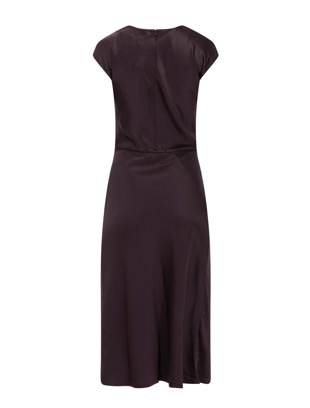 twist bodice dress in deep plum