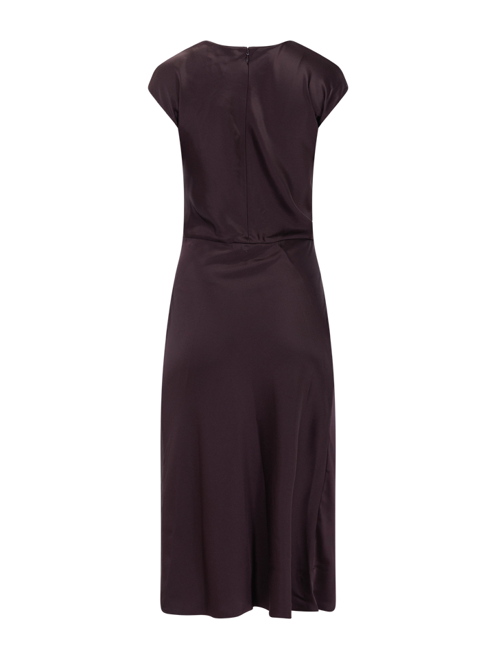 twist bodice dress in deep plum