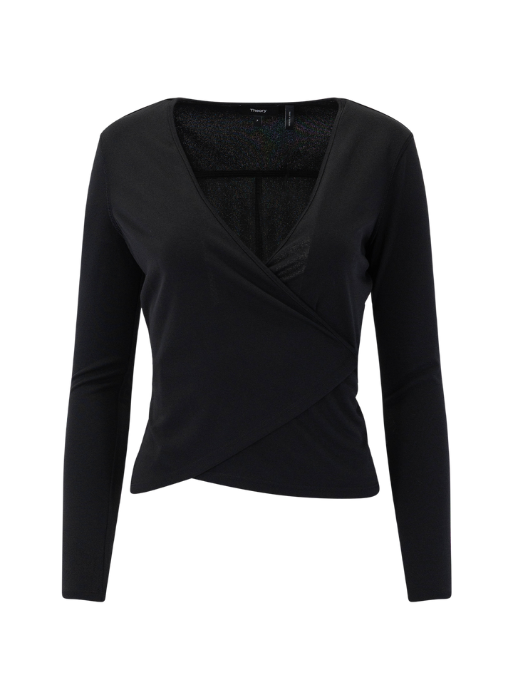 long sleeve overlap sweater in black