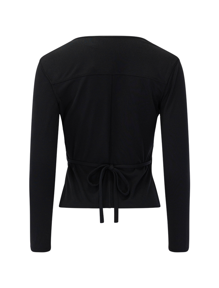 long sleeve overlap sweater in black