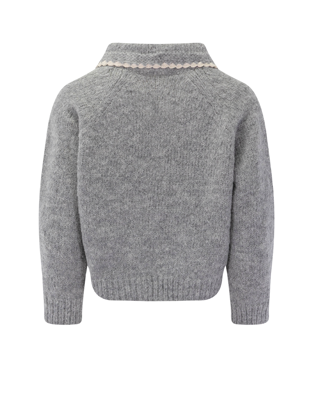 the crochet collar pullover in heather grey