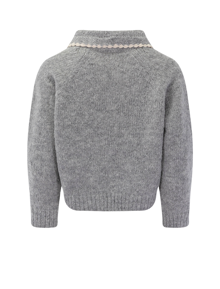 the crochet collar pullover in heather grey