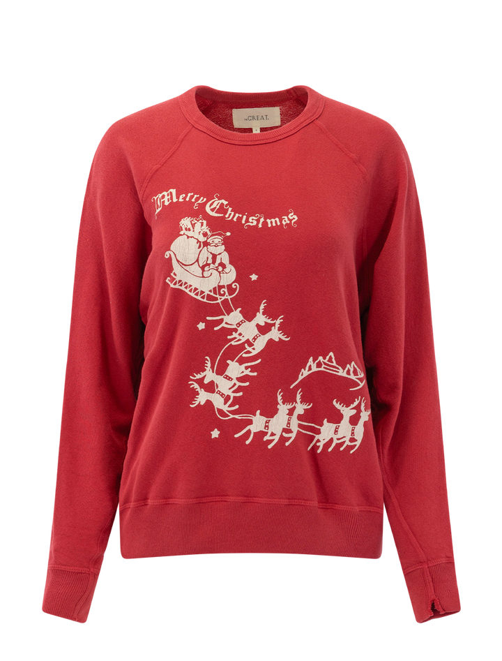 the college sweatshirt with sleigh graphic in true red