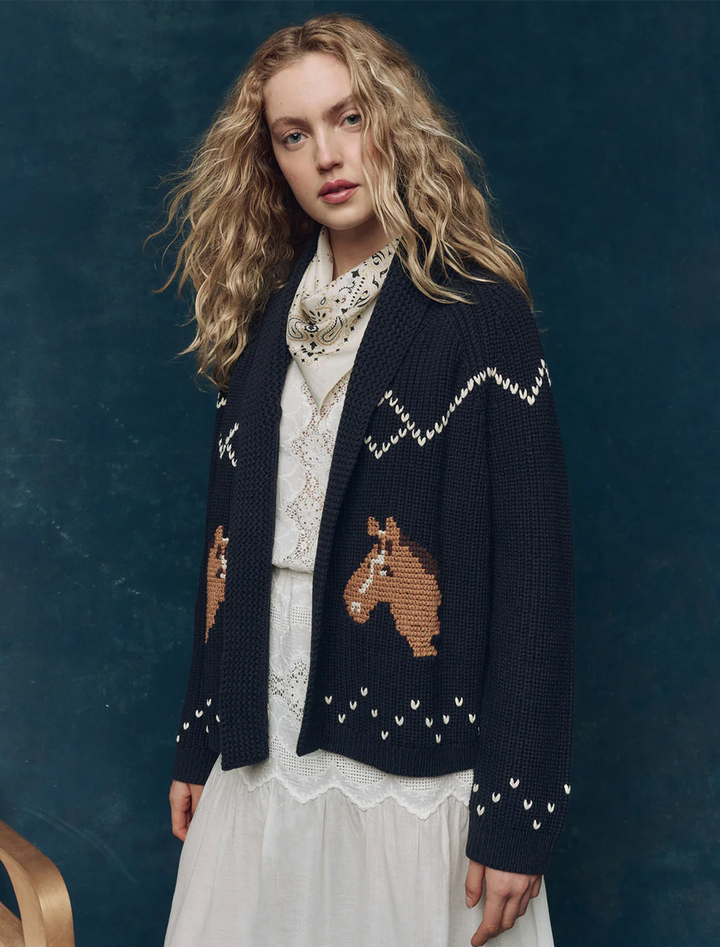 the horse lodge cardigan in navy