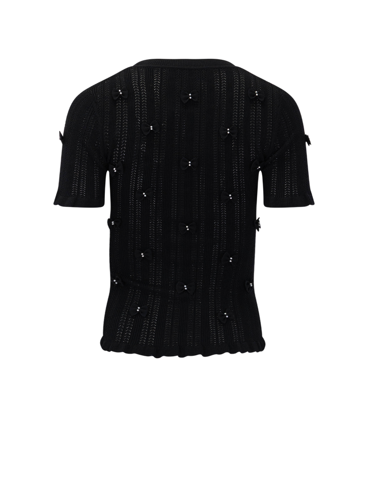 alberta pearl short sleeve knit top in black