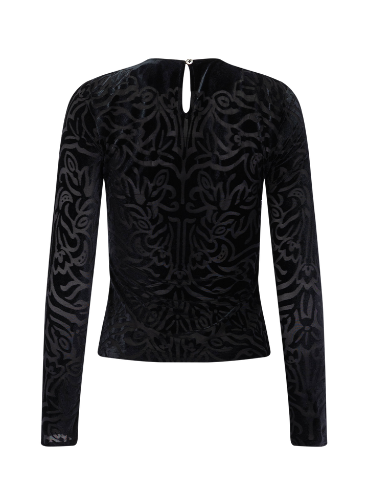 julie burnout long sleeve top in black