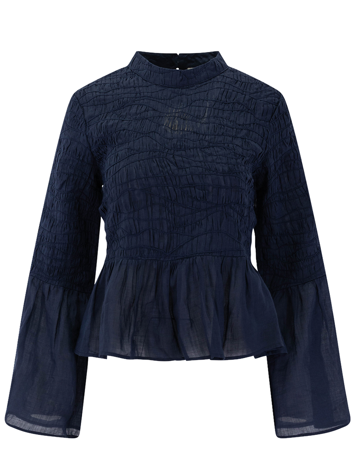 imogen solid long sleeve top in navy