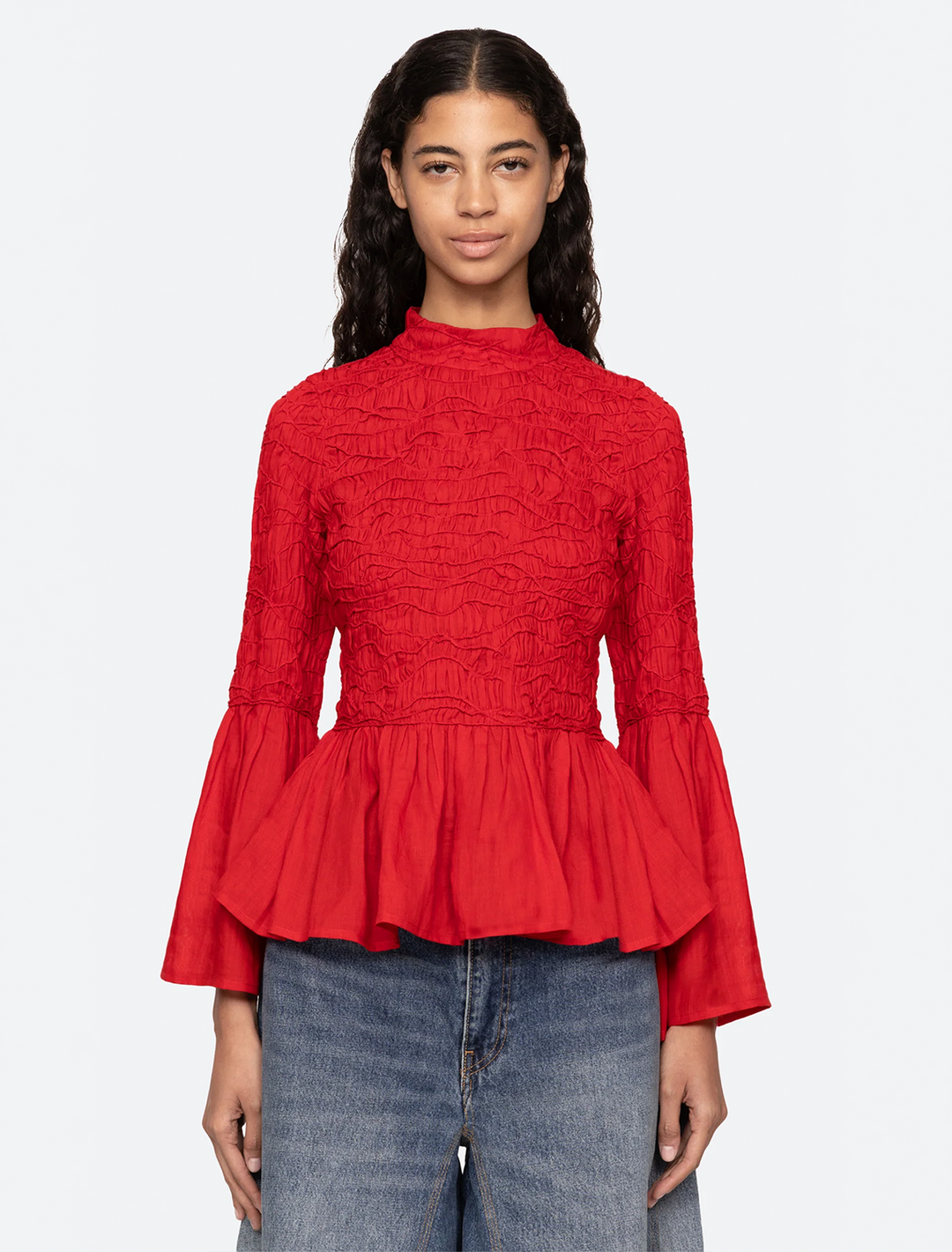 imogen long sleeve top in red