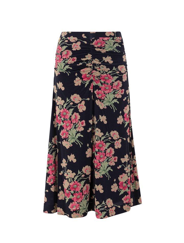 cornelia print midi skirt in black