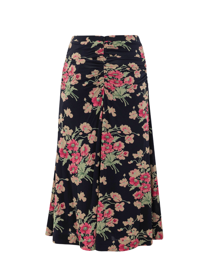 cornelia print midi skirt in black