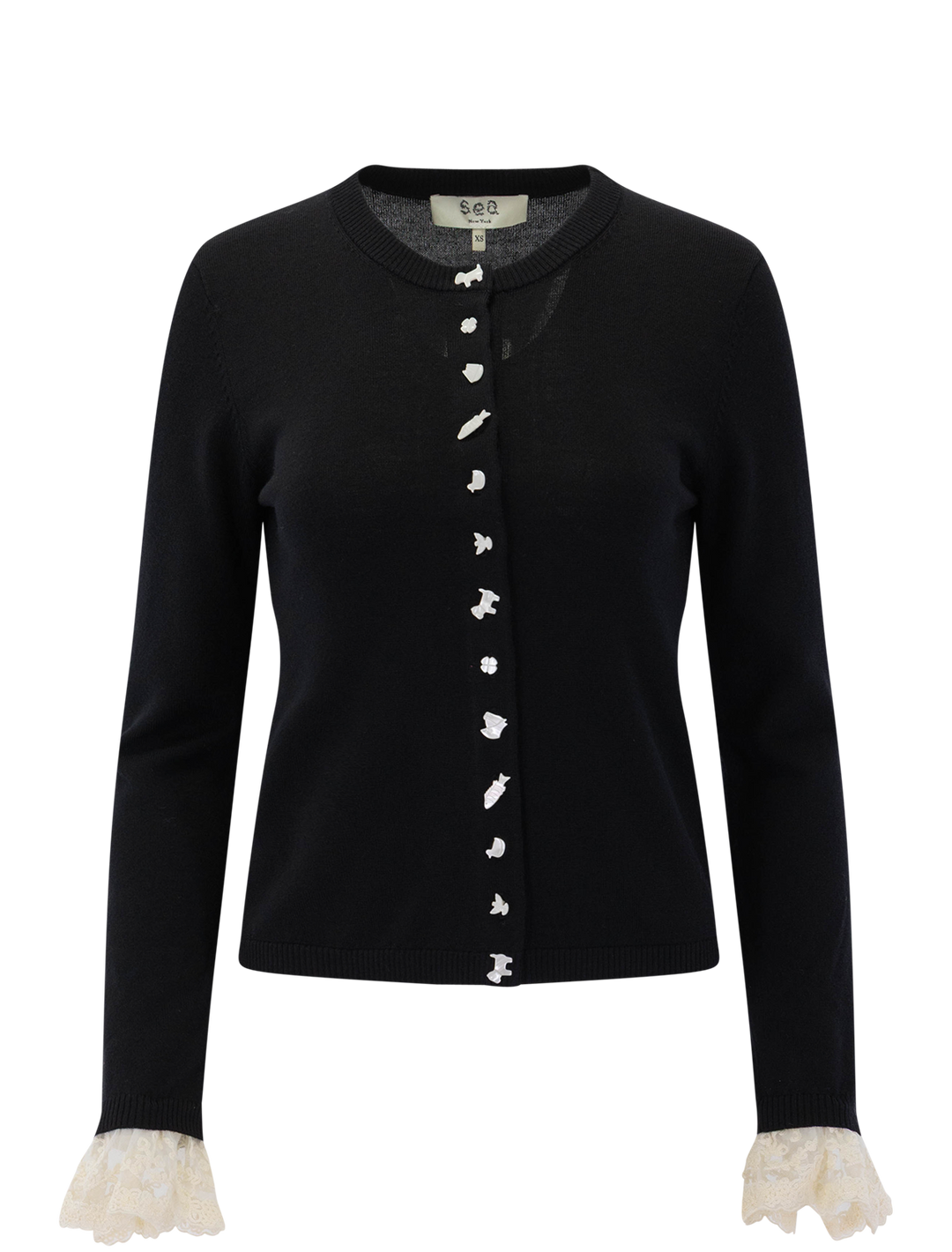 front view of diane knit cardigan in black