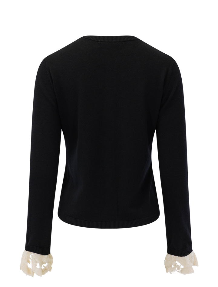 back view of diane knit cardigan in black