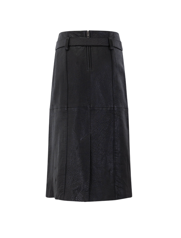 gwen leather belted midi skirt