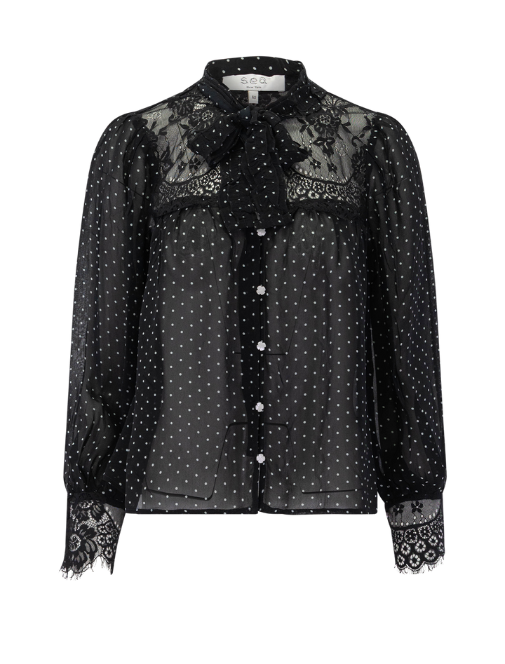 melody polka dot long sleeve top