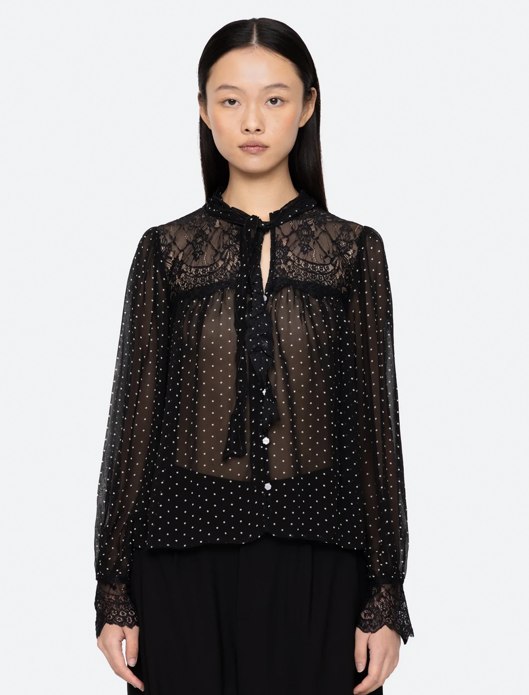 melody polka dot long sleeve top