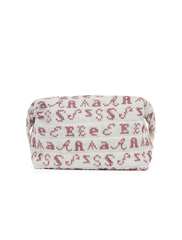 kit embroidery cosmetic case in cream