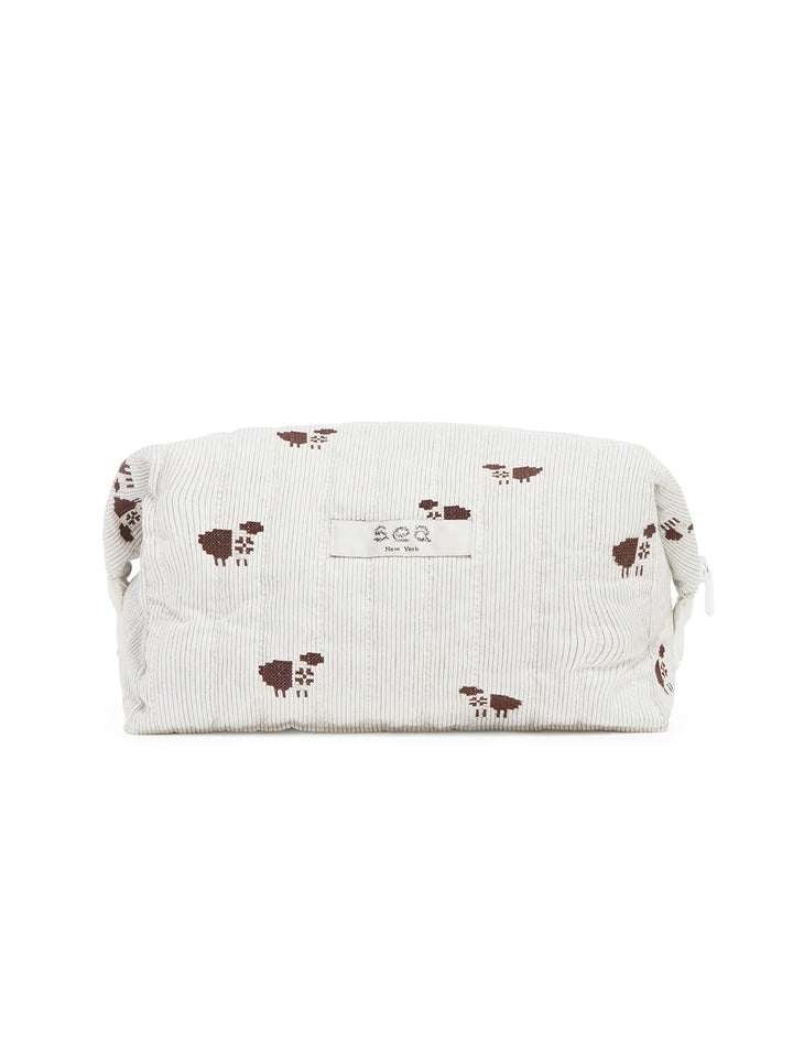 ruthie cosmetic bag in sweater clad sheep