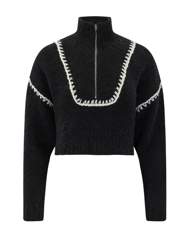 cropped hampton sweater in black