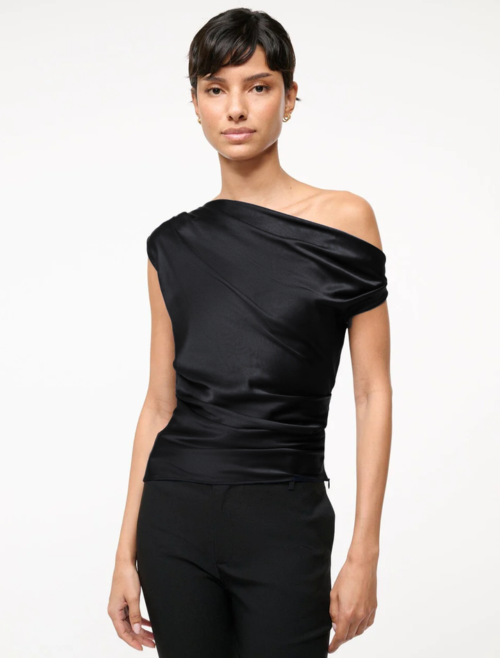 phare silk top in black