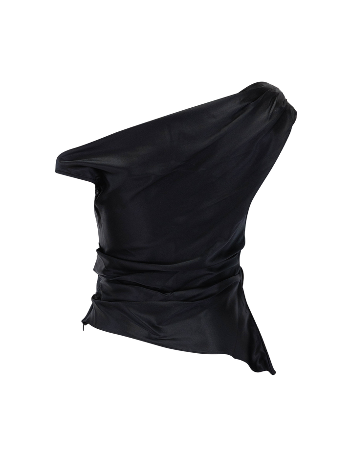 phare silk top in black