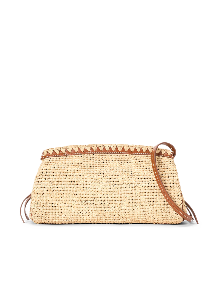 maude convertible clutch in natural and tan