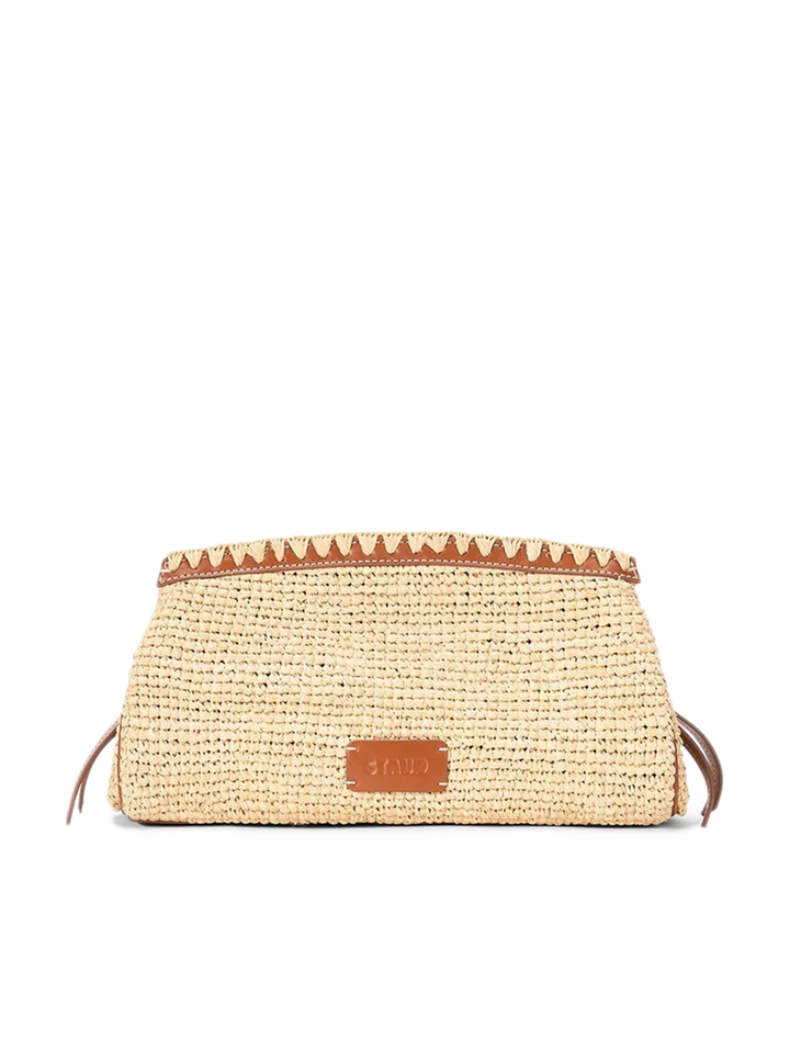 maude convertible clutch in natural and tan