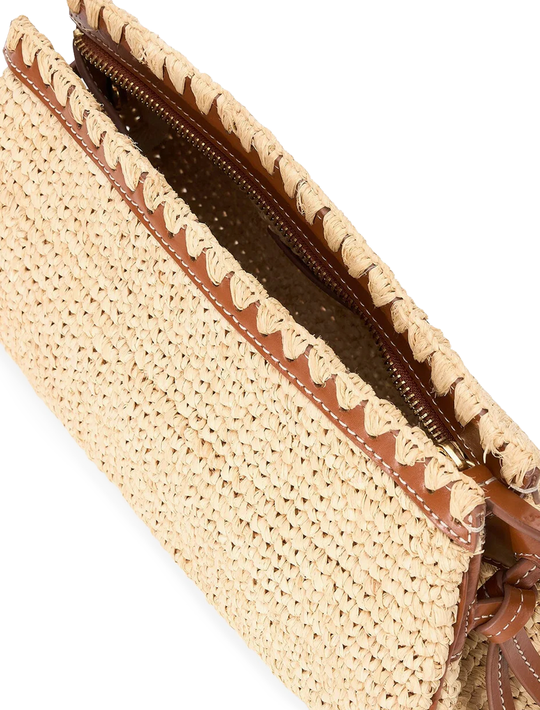 maude convertible clutch in natural and tan