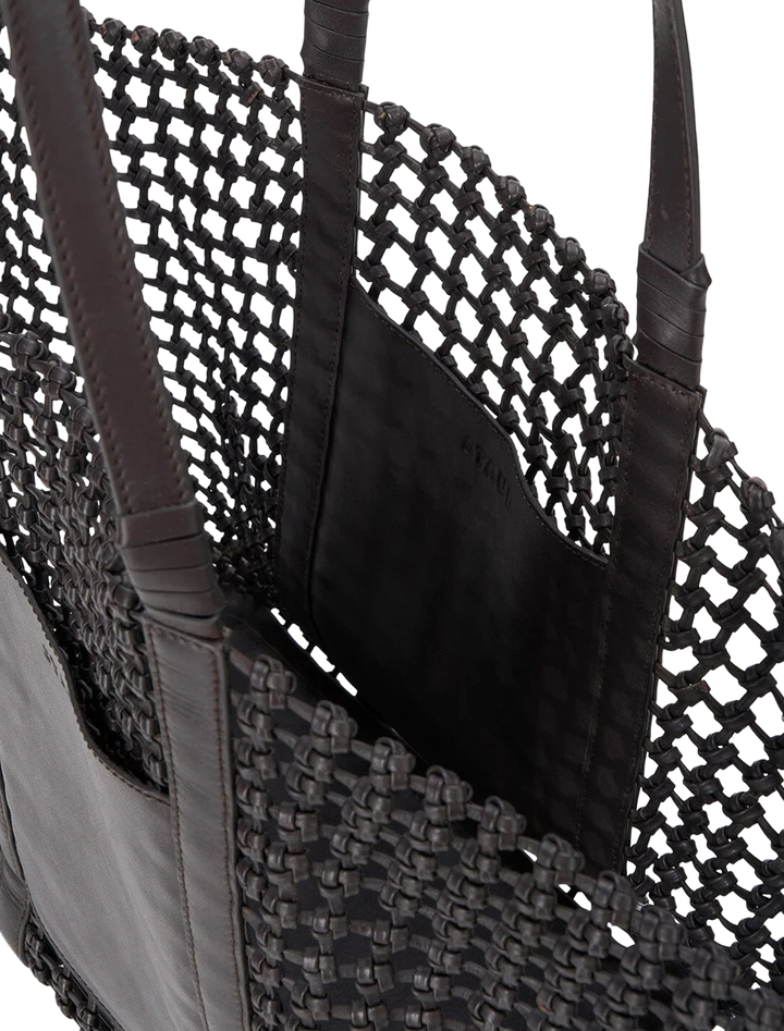 getaway hand knotted tote bag in espresso