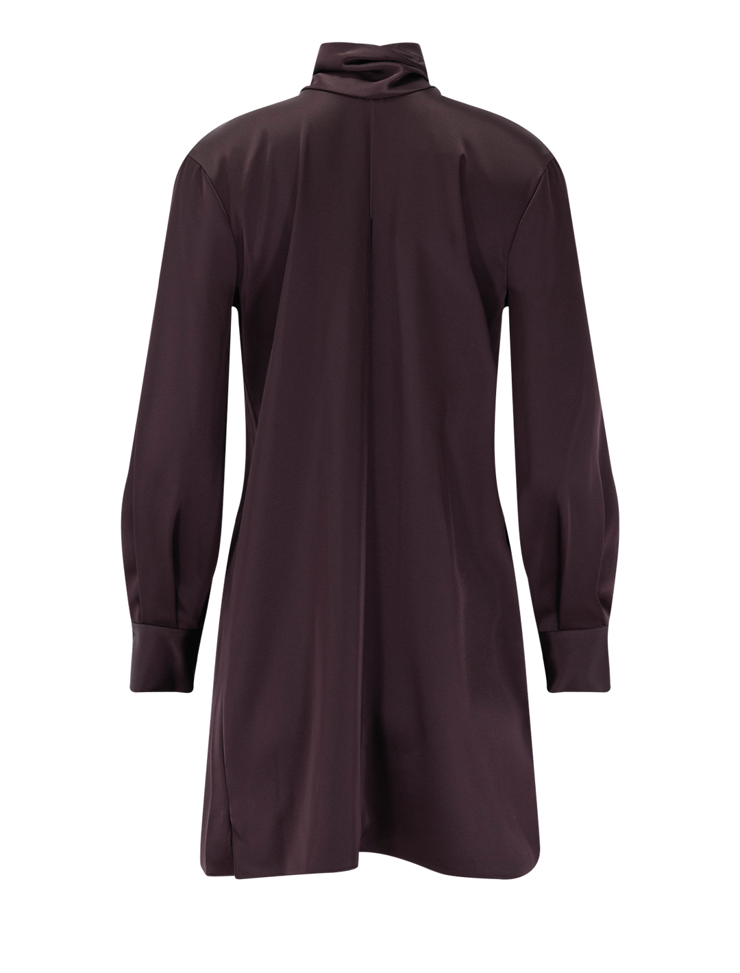 long sleeve blouson dress in deep plum