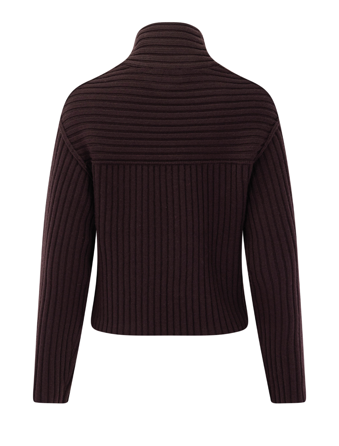 long sleeve rib crop trurtleneck in deep plum