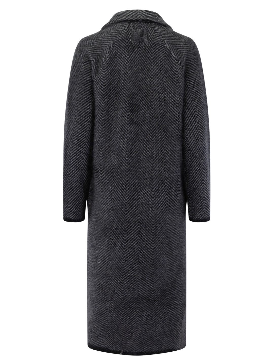 grizzly cashmere double breasted coat in black and heather