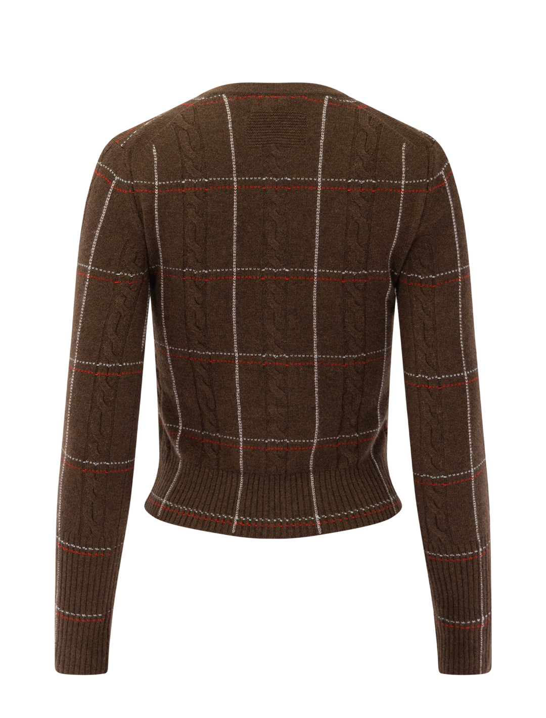 jane check cardigan in chestnut