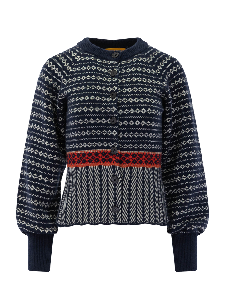 fairisle sculpted cardigan in midnight