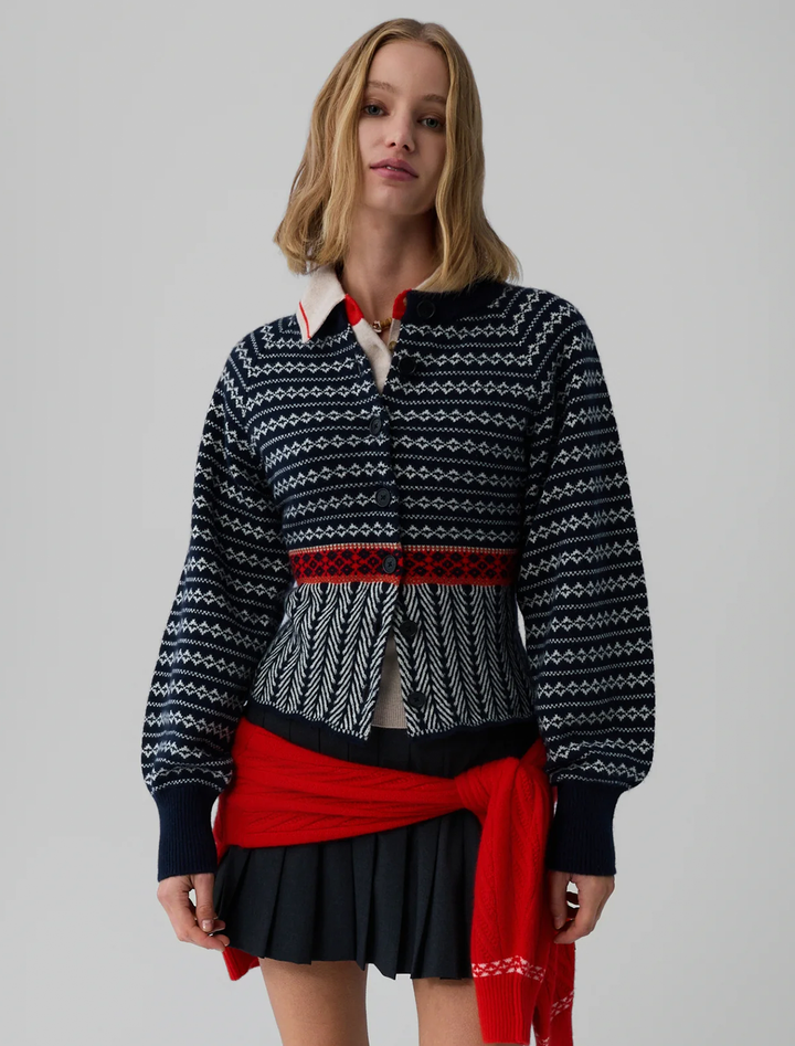 fairisle sculpted cardigan in midnight