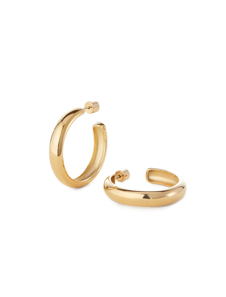 large staple hoops in gold