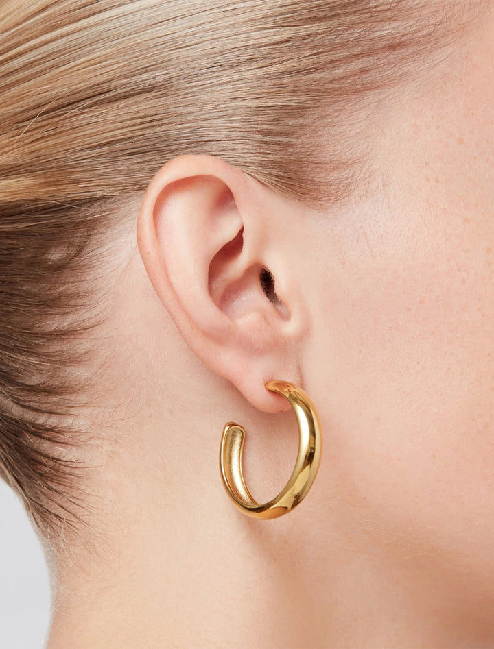 large staple hoops in gold