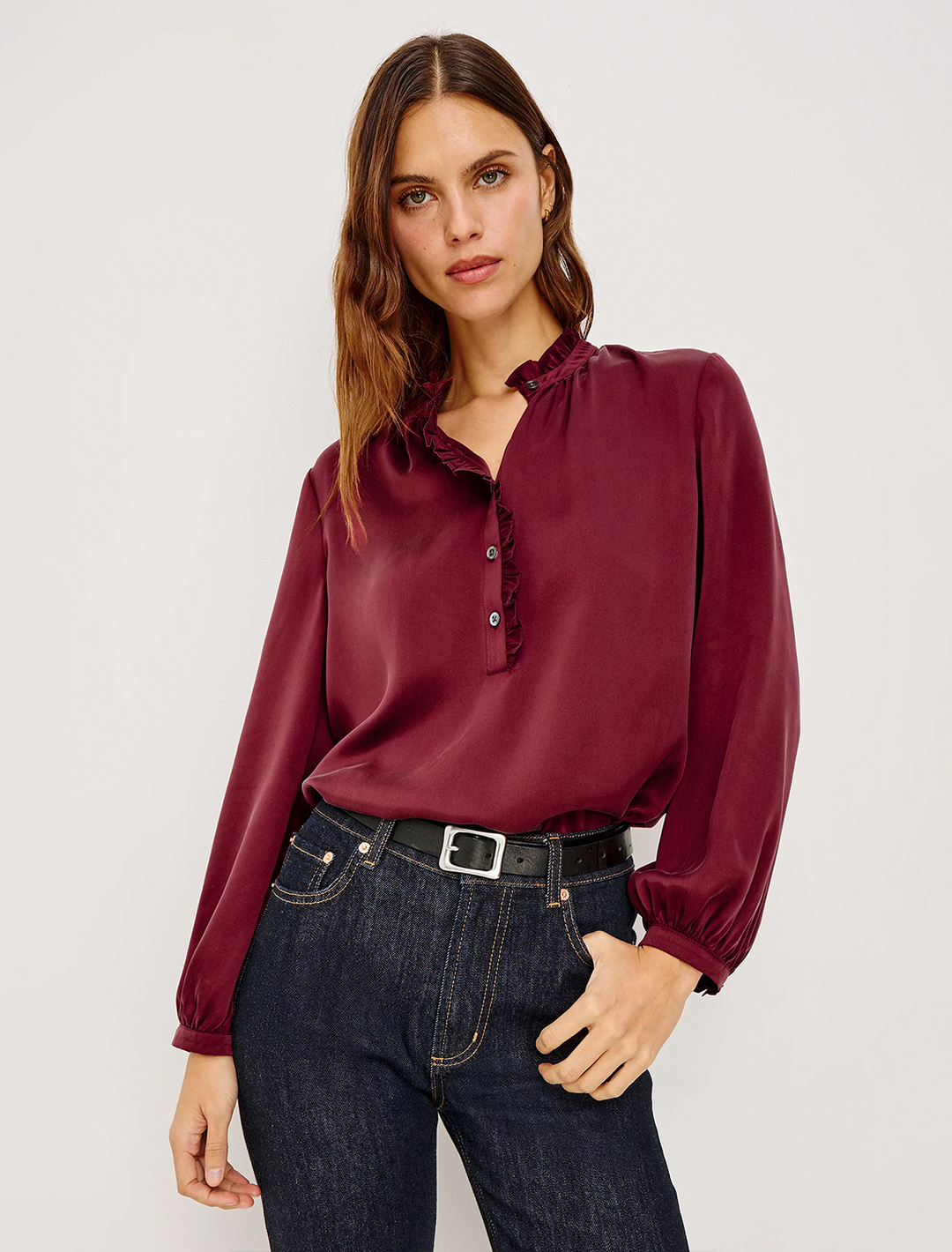 sien blouse in garnet