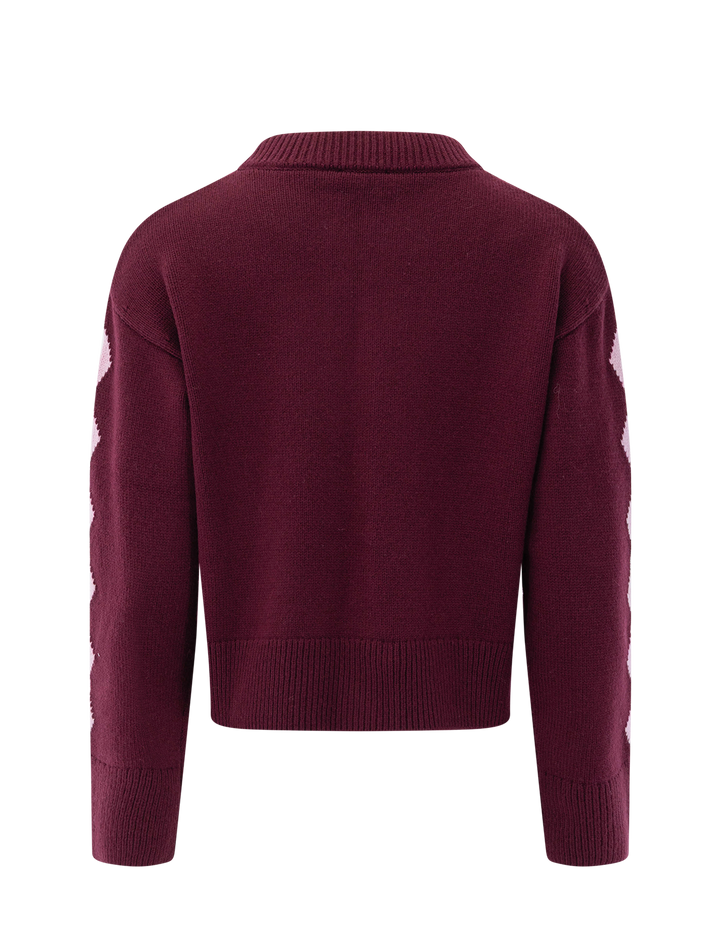 mavie cardigan in garnet daisy