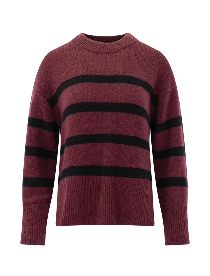 miranda sweater in garnet and black stripe