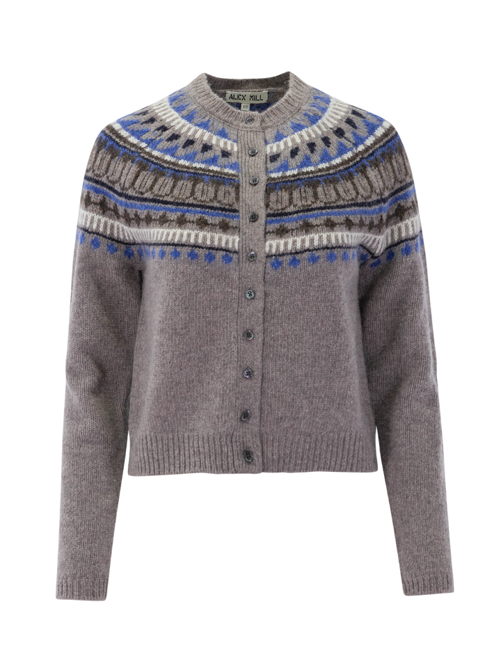 greene st fairisle cardigan in taupe