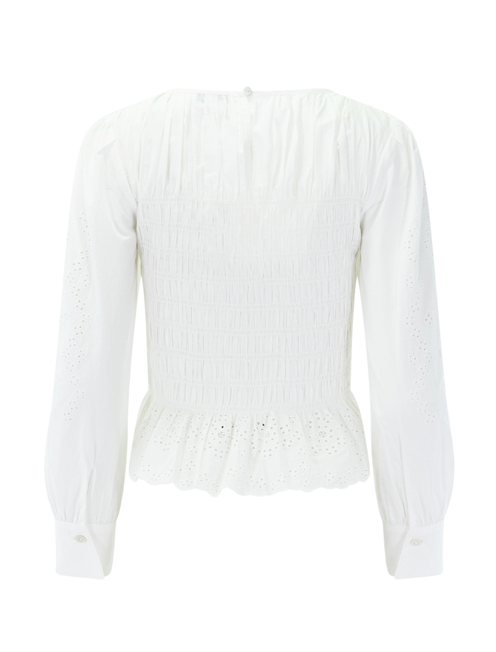 tabi top in white embroidery