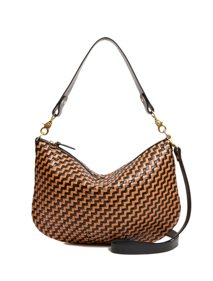 moyen messenger in woven black and natural zig zag