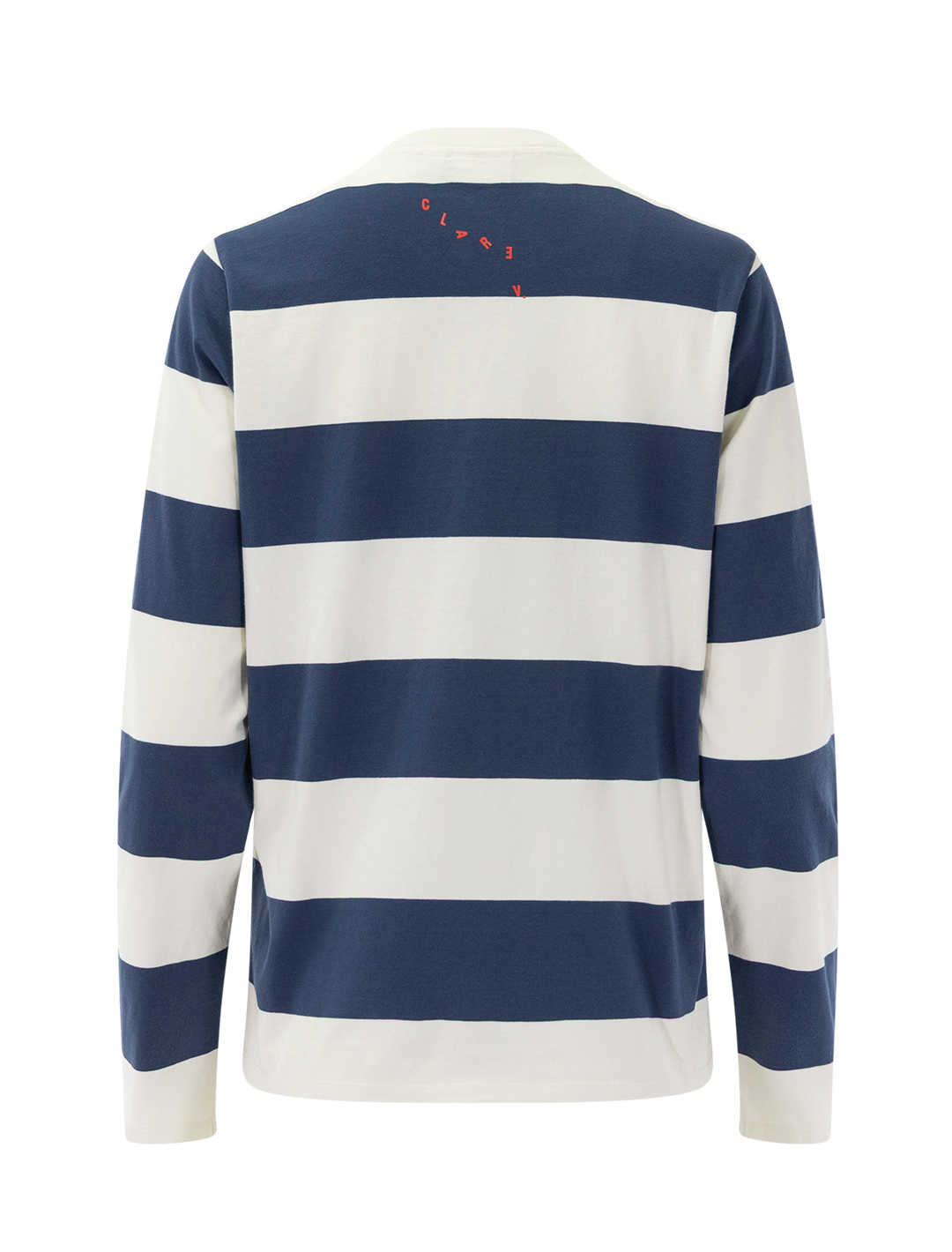 long sleeve cream and navy rugby tee